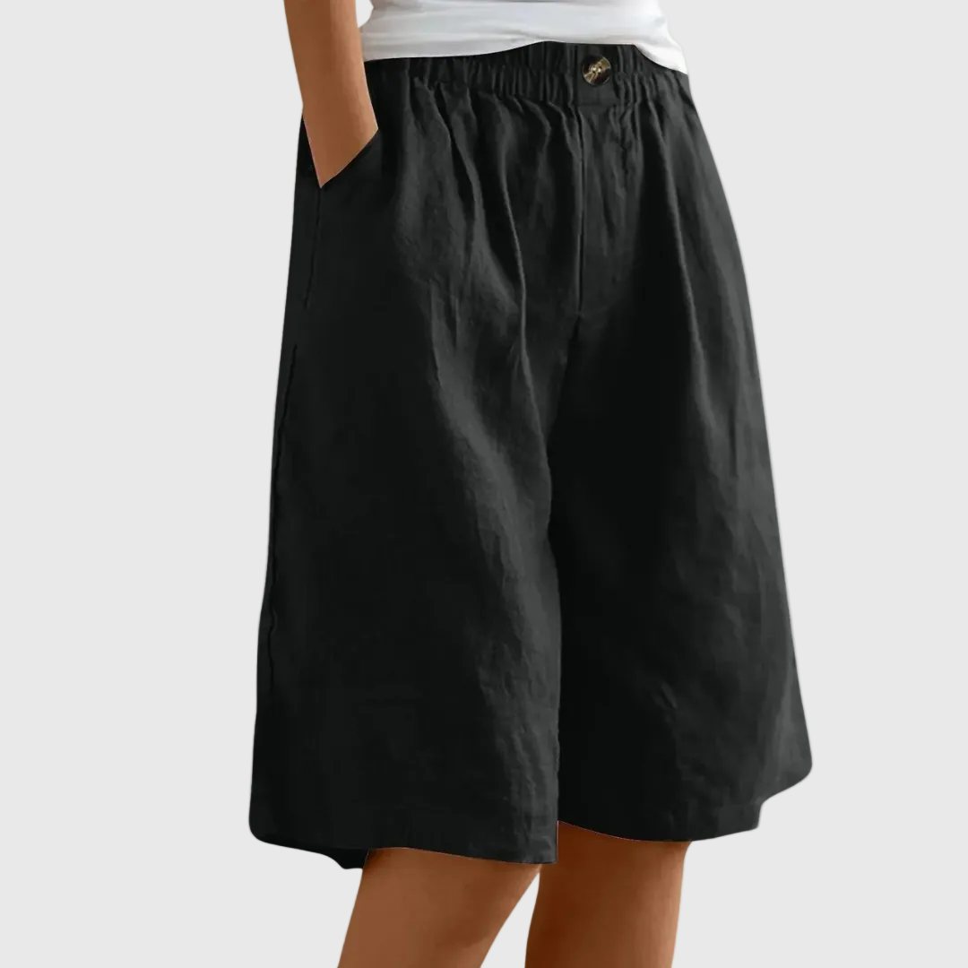 Ela | Szerokie szorty bermudy z elastycznym pasem
