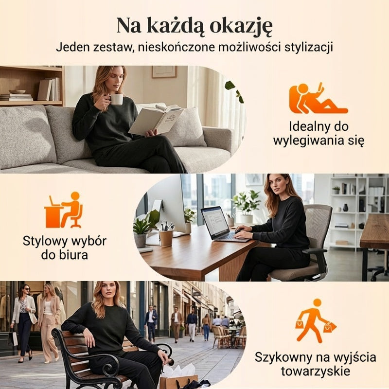 Daria | Damski komplet: top z nieregularnym dołem i casualowe spodnie