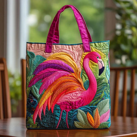 Faustyna | Torba pikowana z flamingiem