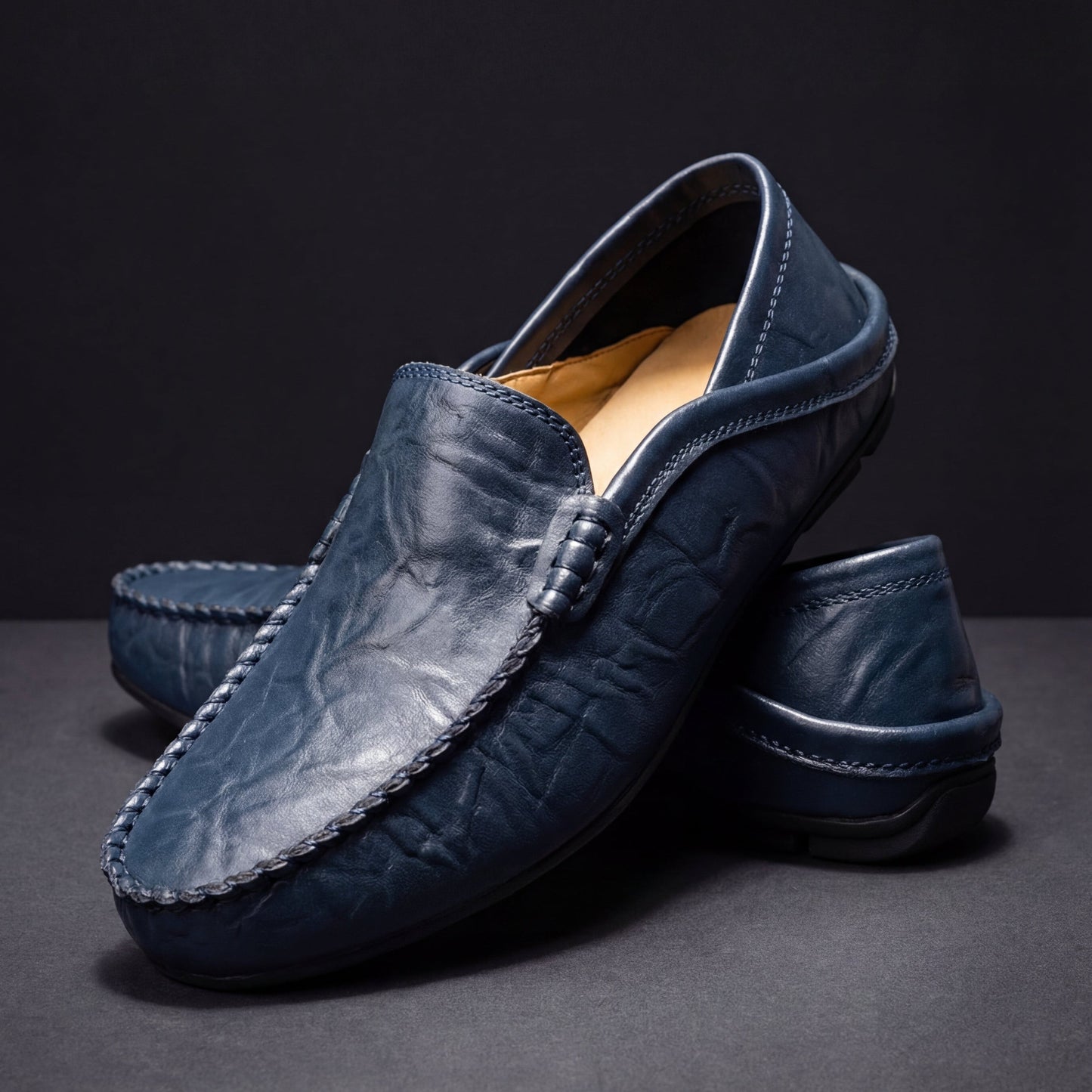 Gustaw | Casualowe skórzane loafersy