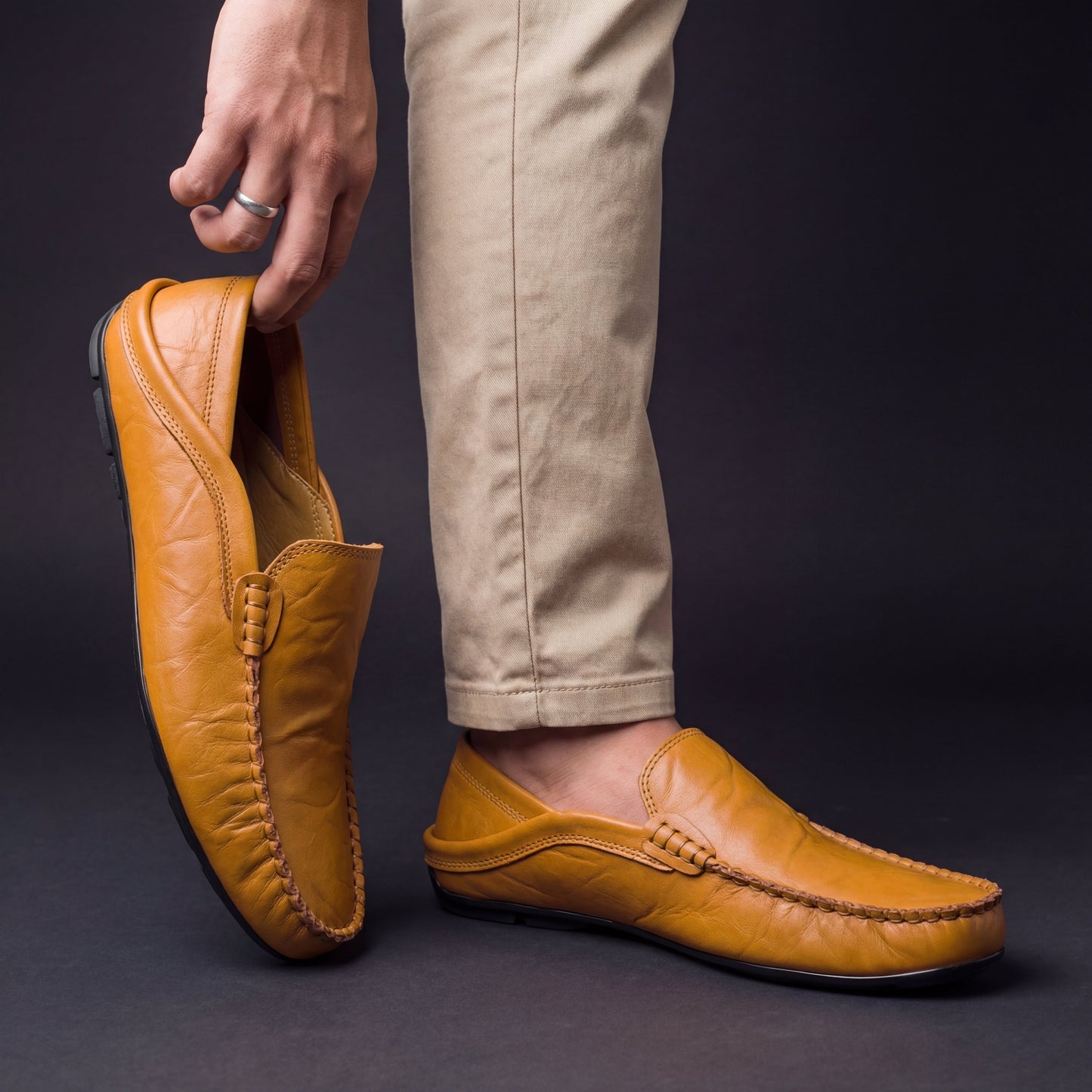 Gustaw | Casualowe skórzane loafersy