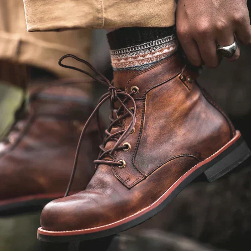 Mirosław | Męskie buty retro z oxkrągłym noskiem
