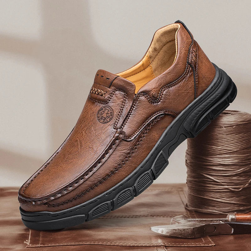 Szymon | Skórzane loafersy casual z grubą podeszwą