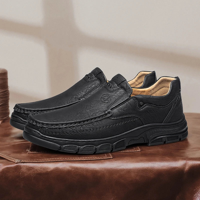 Szymon | Skórzane loafersy casual z grubą podeszwą