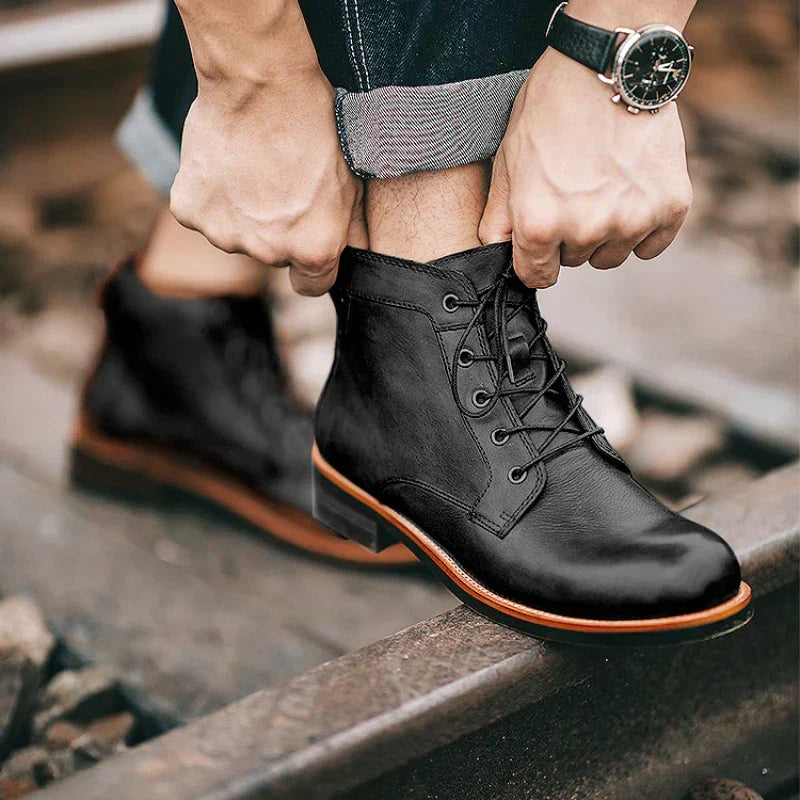 Mirosław | Męskie buty retro z oxkrągłym noskiem