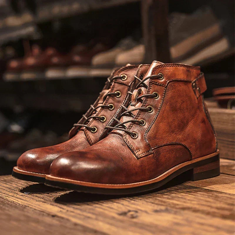 Mirosław | Męskie buty retro z oxkrągłym noskiem