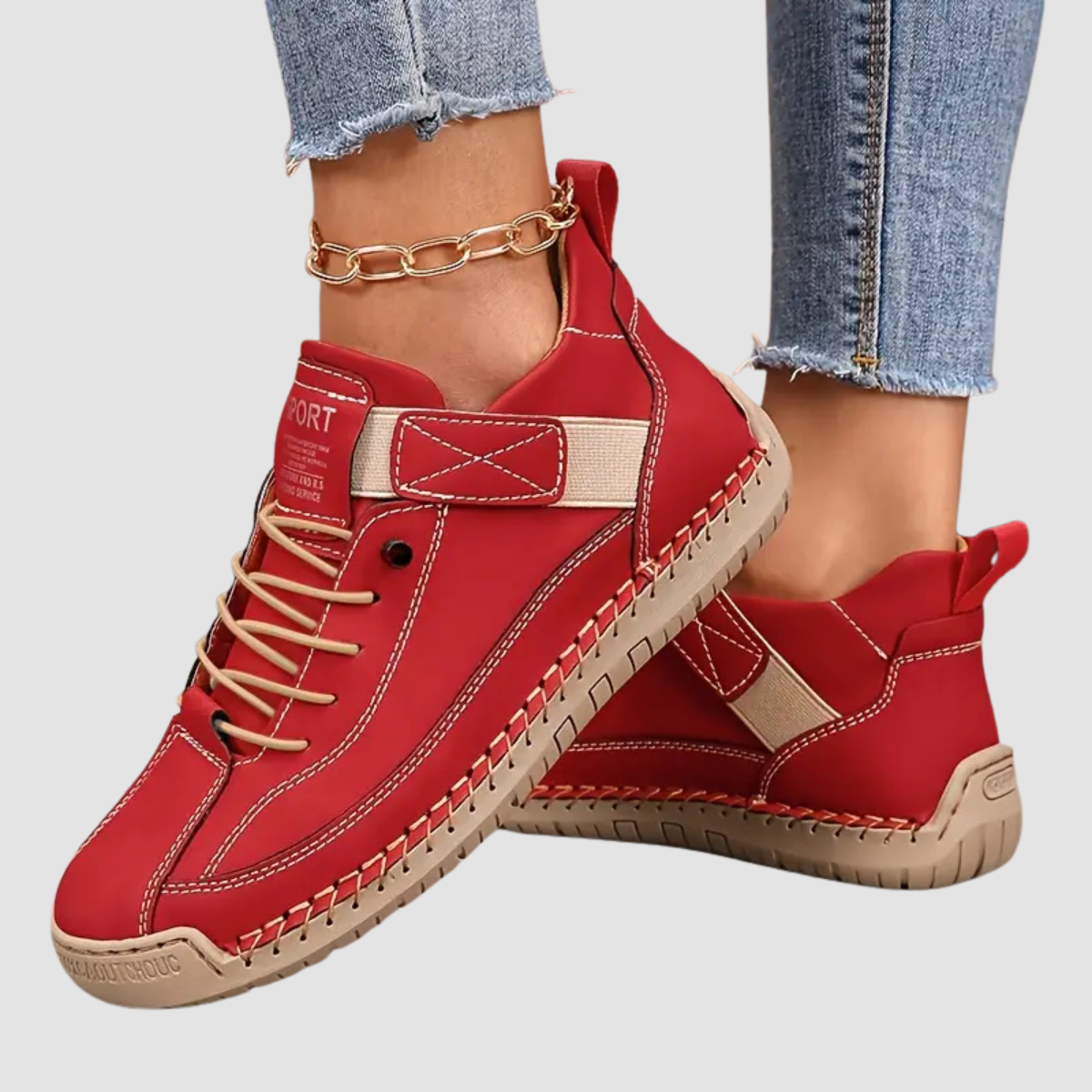Melania - sneakersy ortopedyczne damskie, kolor czerwony