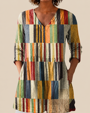 Ewelina | Luźna bluzka z wyrazistym wzorem patchwork