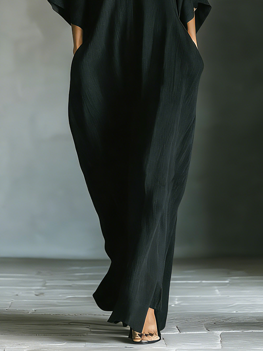 Edyta - czarna sukienka maxi, widok z tyłu