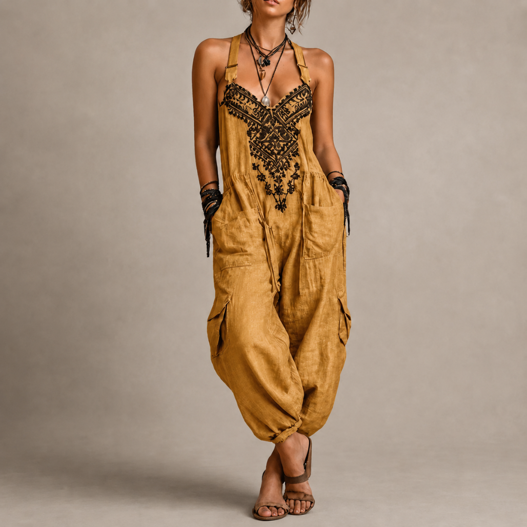 Malwina - kombinezon boho, kolor żółty